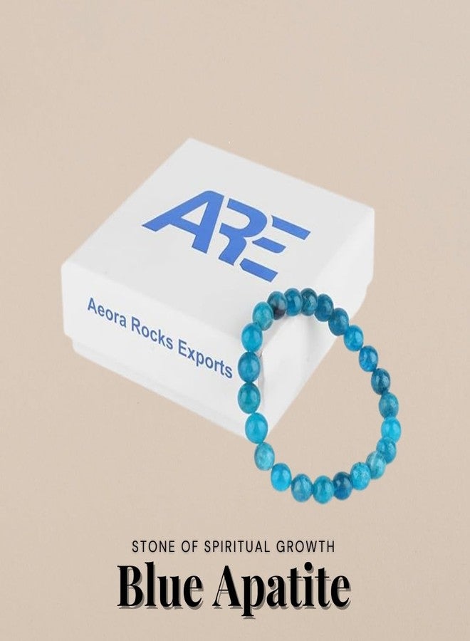 ARE - Aeora Rocks : Blue Apatite Bead Bracelet for Motivation, Clarity, and Personal Growth - for Men and Women (Size-8mm) - Image 5
