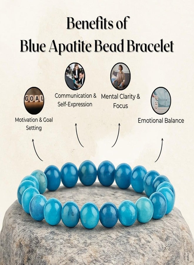 ARE - Aeora Rocks : Blue Apatite Bead Bracelet for Motivation, Clarity, and Personal Growth - for Men and Women (Size-8mm) - Image 2