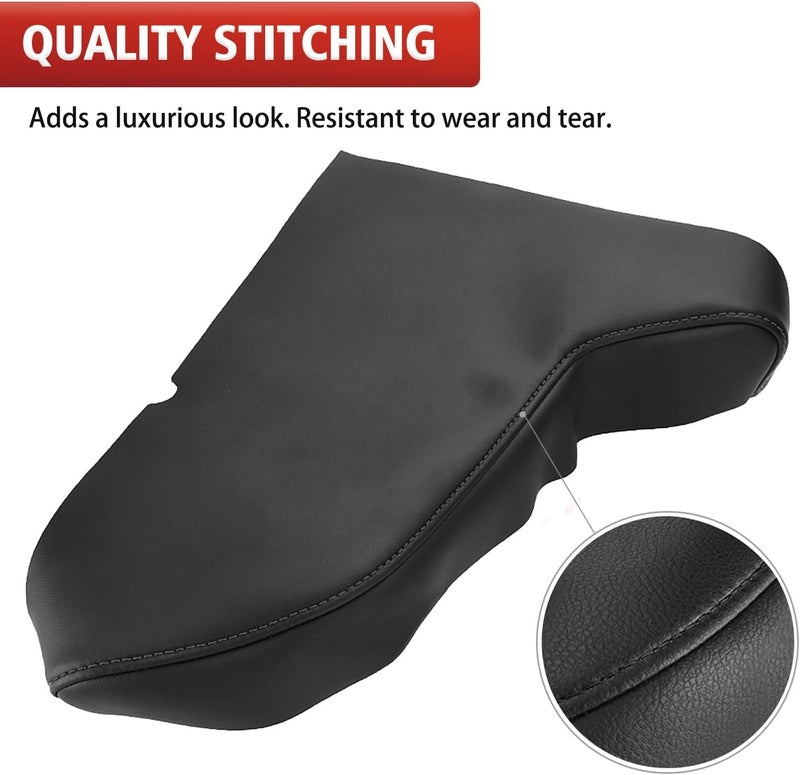 KBH Car Center Console Cup Holder Cover Replacement for Toyota Avalon 2013-2018, Armrest Arm Rest Cupholder Upholstery, Vinyl Leather, Anti-Scratch, Black (Leather Part Only) - Image 2