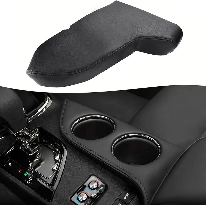 KBH Car Center Console Cup Holder Cover Replacement for Toyota Avalon 2013-2018, Armrest Arm Rest Cupholder Upholstery, Vinyl Leather, Anti-Scratch, Black (Leather Part Only) - Image 1