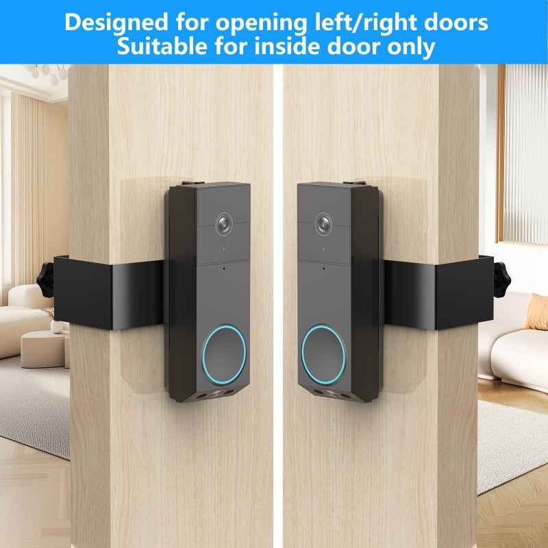 PEF Anti-Theft Door Mount for Wyze Duo Cam Doorbell Only, No-Drill Wyze Doorbell Camera Mount, Metal Adjustable Door Bell Kits for Home Rentals Room Black - Image 5