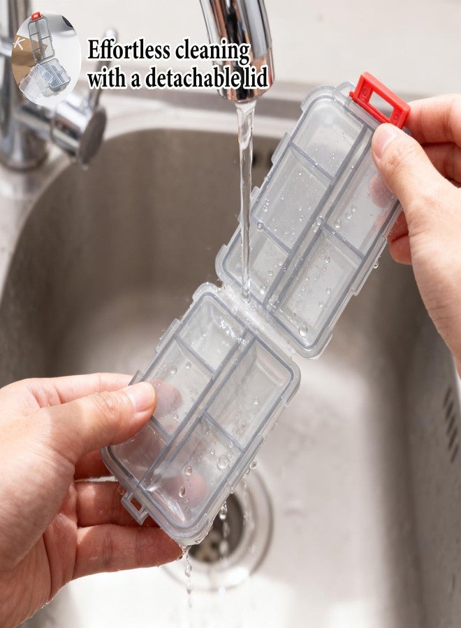 Acquwistach 4Pack Travel Pill Organizer with 64 Stickers - 10 Compartments Pill Case, Pill Organizer 2 Times A Day, 20 Days Portable Compartments for Vitamins, Fish Oils, Supplements(Gray - Image 5
