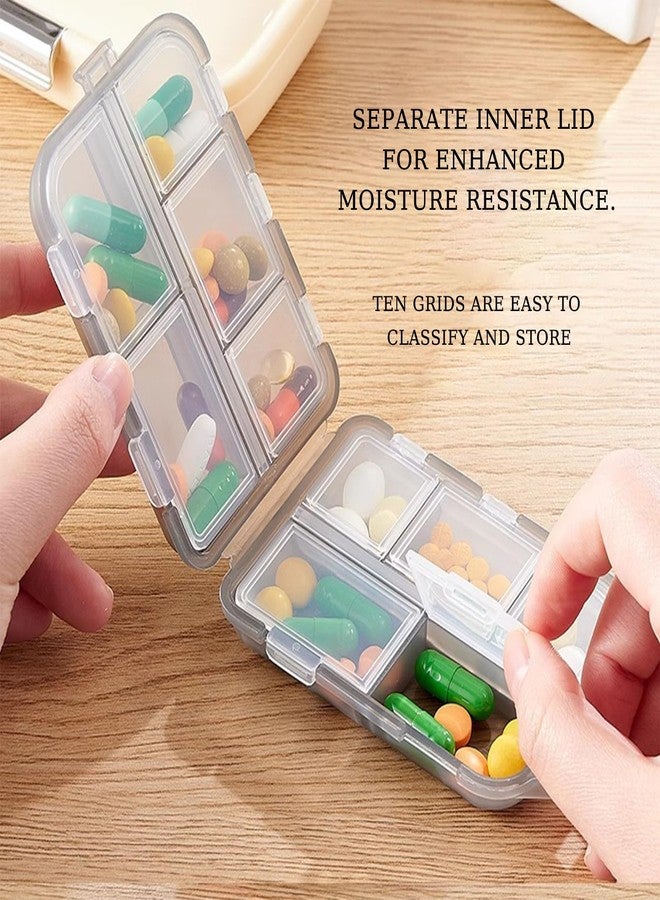 Acquwistach 4Pack Travel Pill Organizer with 64 Stickers - 10 Compartments Pill Case, Pill Organizer 2 Times A Day, 20 Days Portable Compartments for Vitamins, Fish Oils, Supplements(Gray - Image 3