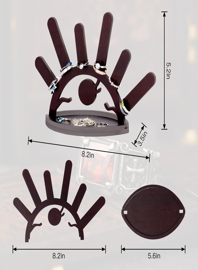 Bnesi Evil Eye Ring Display Stand Wooden Ring Holder for Women Wooden Jewelry Display Cute Evil Eye Home and Room Decoration Wedding Ring Holder Birthday Gift for Her (Rustic) - Image 3