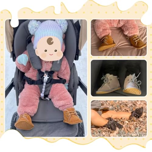 Meckior Baby Booties Newborn Infant Unisex Baby Girls Boys Velvet Rubber Anit-Slip Sole Shoes Toddler Fleece Cozy Winter Warm Prewalker Boots - Image 2