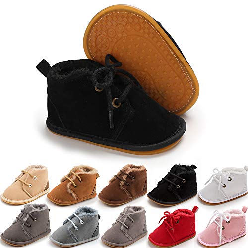 Meckior Baby Booties Newborn Infant Unisex Baby Girls Boys Velvet Rubber Anit-Slip Sole Shoes Toddler Fleece Cozy Winter Warm Prewalker Boots - Image 1
