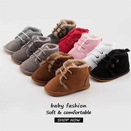 Meckior Baby Booties Newborn Infant Unisex Baby Girls Boys Velvet Rubber Anit-Slip Sole Shoes Toddler Fleece Cozy Winter Warm Prewalker Boots - Image 3