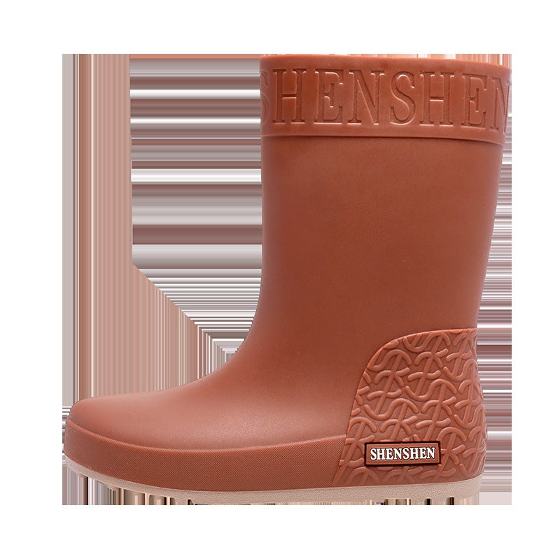 Fashionable Womens Waterproof Rain Boots Brown 