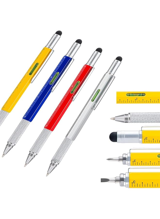 Excefore Multi Tool Pen 6 In 1 Multi Tool Pen Set Four Colors Steel And Aluminum Gadgets For Men For Gifts For Dad Men'S Anniversary Birthday Graduation Gifts For Construction Woodworking Daily Use - Image 1