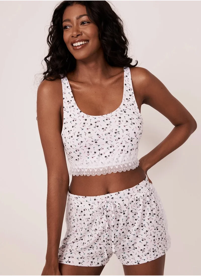 لا في إن روز Printed Pyjama Crop Top