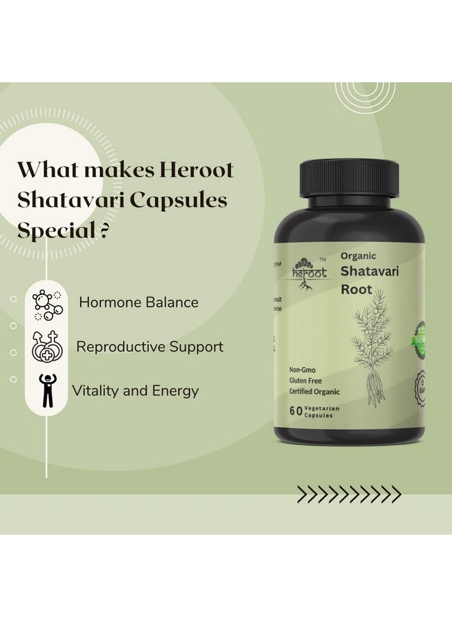 Heroot Organic Shatavari Root 500mg (Asparagus racemosus) Menstrual Cramp Relief, Menopause Support, and Women's Health | 120 Capsules | Hormonal Balance Support - Image 4