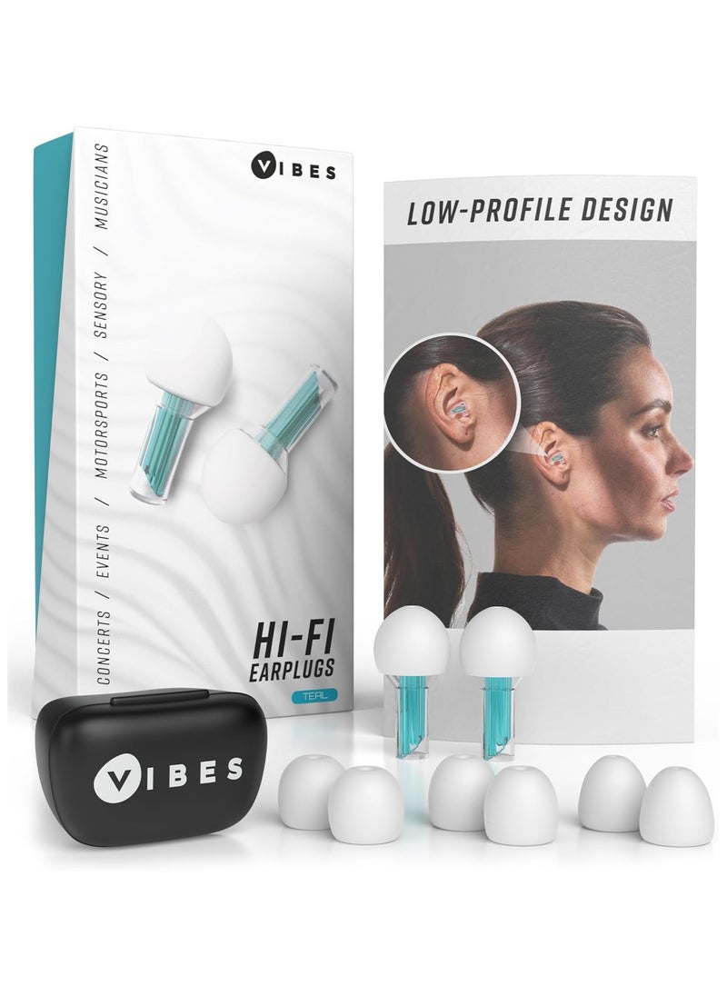Vibes Vibes High Fidelity Ear Plugs - Invisible Earplugs for Music Concerts, Musicians, Motorcycles, Airplanes, Raves, and Work - Noise Reduction and Hearing Protection - Fits All Ears - Teal  - Image 1