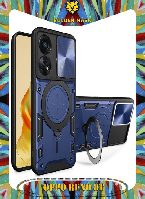 GOLDEN MASK For Oppo Reno 8T 4G Armored Camera Shield Cover Camera Lend Protection, Built-in 360° (Blue)