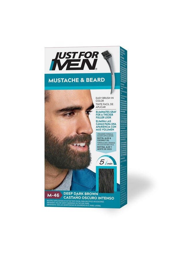 Just For Men Just For Men Mustache & Beard, Beard Dye for Men with Brush, With Keratin Biotin Aloe and Coconut Oil for Healthy Facial Hair - Deep Dark Brown, M-46, Pack of 1 (Packaging May Vary)  - Image 1