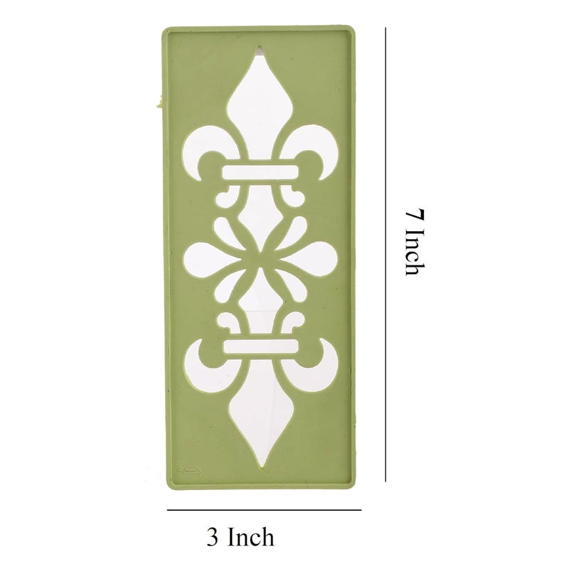 Craftam Different Design Ready to Draw Rangoli Making Stencils, Rangoli Plastic Stencils for Floor Decoration Easy Rangoli stencil for beginners Diwali home decoration Rangoli kit Floor decoration stencils for festivals Indian festival decor (Set of 12, Size 3x7 Inch) - Image 5