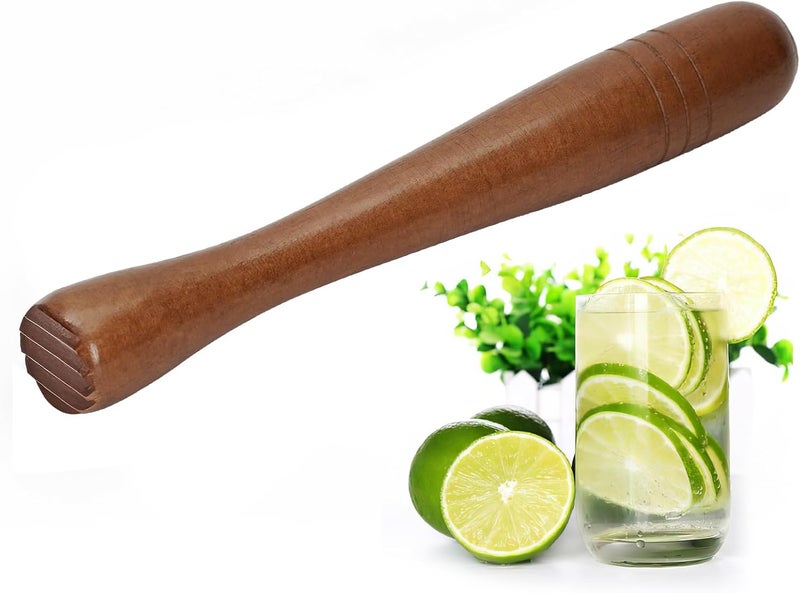 eispap 7.6" Brown Wooden Muddler for Cocktails – Durable Wood Ice Crusher – Stylish Wooden Mojito Muddler Bar Tool – Handy Cocktail Muddler- Perfect Masher Kitchen Tool for Garlic Avocado Herbs and Fruits - Image 1
