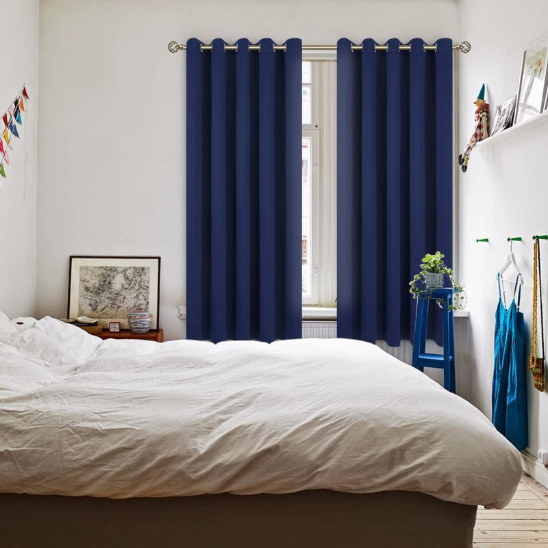 BGment Blackout Curtains for Bedroom - Grommet Thermal Insulated Room Darkening Curtains for Living Room  Set of 2 Panels (70 x 63 Inch  Navy Blue) - Image 2