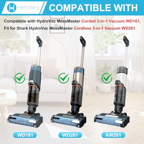 Herosky WD161 Roller and Filter For Shark HydroVac MessMaster Wet Dry Vacuum Cleaner WD161 WD261 AW261 (2 Brush 4 Foam Filter Kit) - Image 2