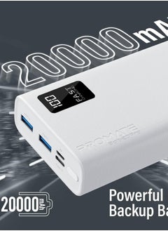 Promet Promate iPhone 15 Portable Charger, High-Capacity 20000Mah Slim Power Bank, Dual USB Ports, 10W Type-C Input/Output Port, Smart LED Display, Safe Adaptive Charging for Smartphones, Bolt-20Pro-White  - Image 5