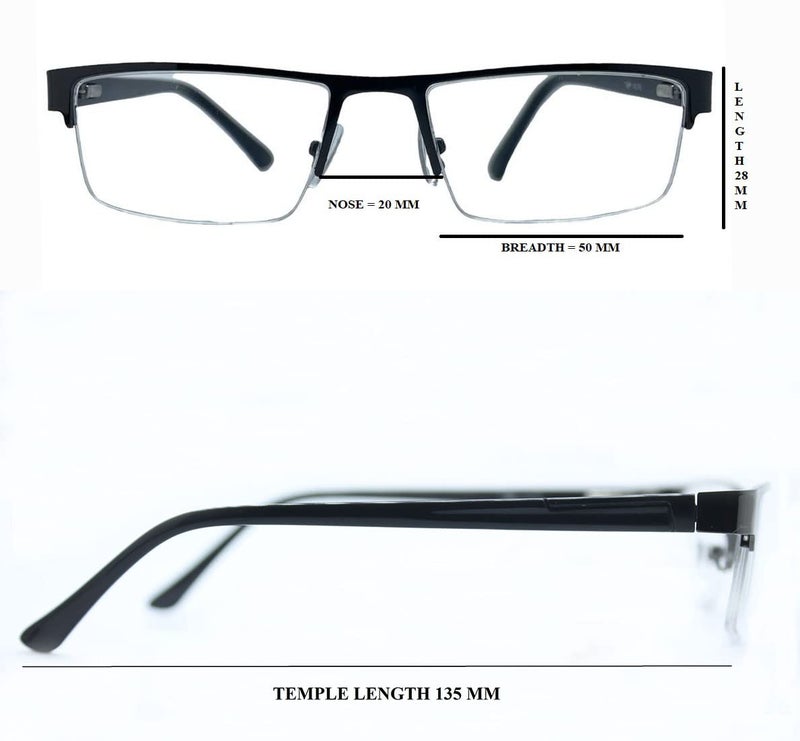 TJT Half Rim Reading Glasses For Men And Women Power +1.00 +1.25 +1.50 +1.75 +2.00 +2.25 +2.50 +2.75 +3.00 Colour (Metallic) (+2.75) - Image 3