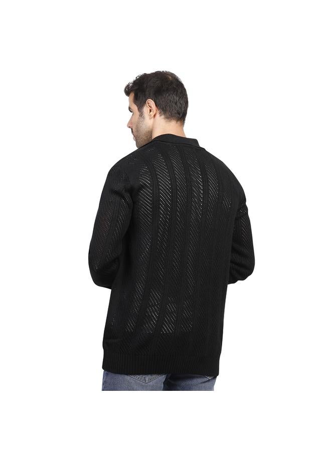 كوب كنزة رجالية عصرية مقاس  - أسود - Image 5