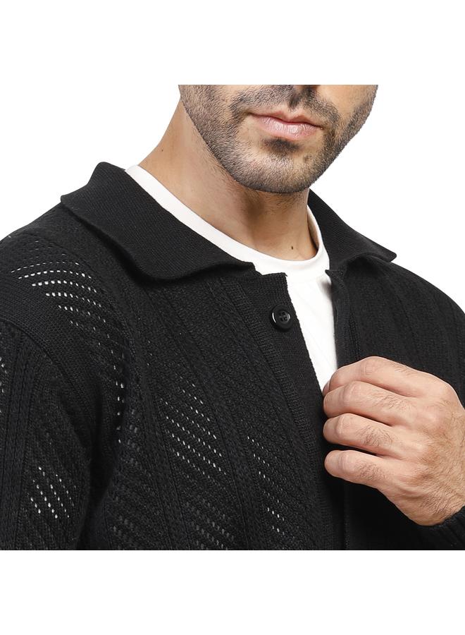 كوب كنزة رجالية عصرية مقاس  - أسود - Image 4