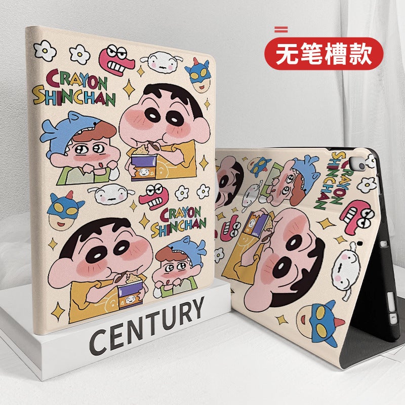 Ipad11 Protective Case 9.7Inch Book-Style Air6 Bag Mini6 Anti-Fall Pro11 Crayon Shin-Chan 89/10 Generation - Image 1