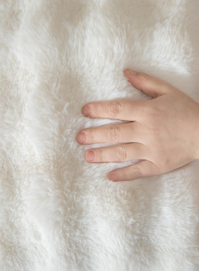 Yaertun Pack of 2 Cream White Thick Soft Wool Decorative Throw Pillow Covers 18x18 Inch Faux Fur Plush Fluffy Cushion Covers for Sofa Couch Bedroom - Image 2