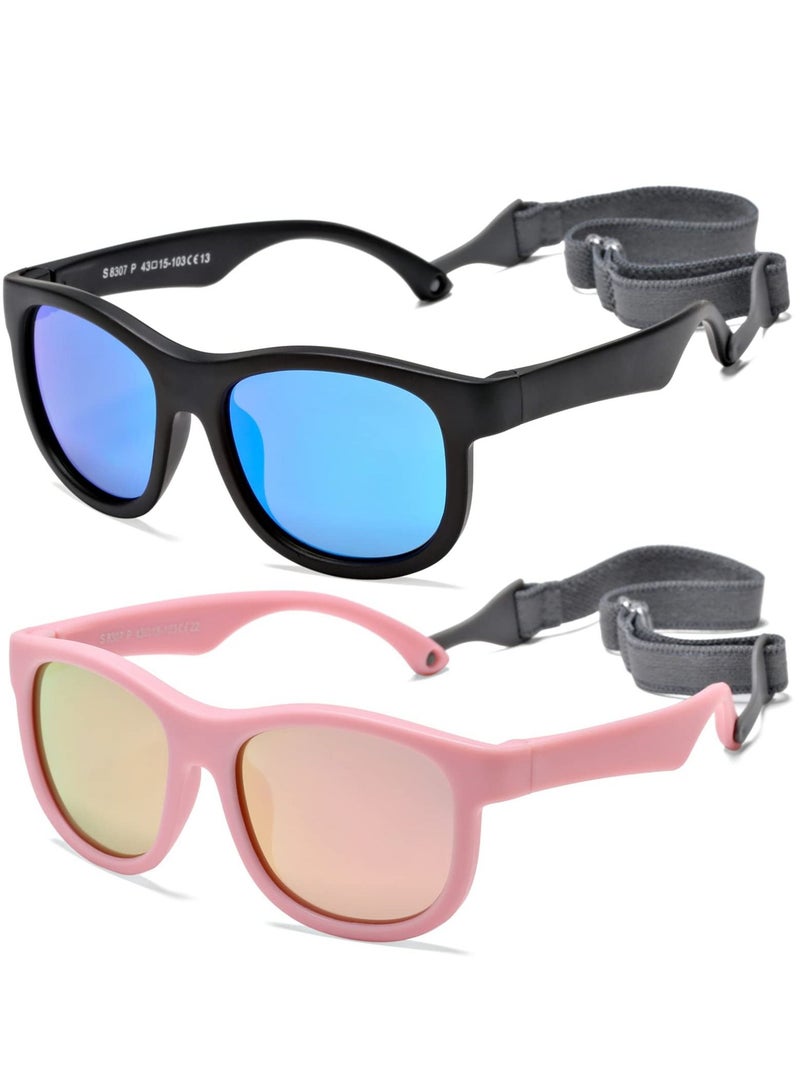 SYOSI 2 Pack Flexible Polarized Baby Sunglasses with Adjustable Strap for Toddler Newborn Infant Age 0 24 Months 100% UV Protection - Image 1