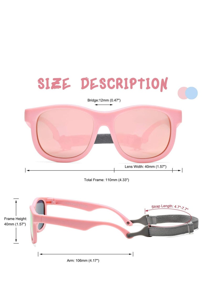 SYOSI 2 Pack Flexible Polarized Baby Sunglasses with Adjustable Strap for Toddler Newborn Infant Age 0 24 Months 100% UV Protection - Image 3