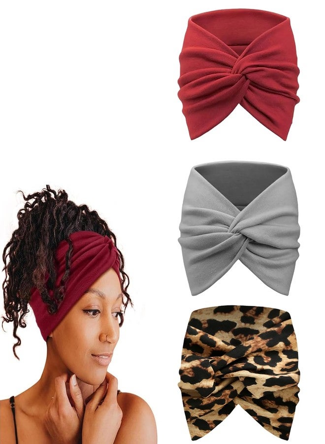 TecoKart تيكوكارت® 3 قطع من ربطات الشعر الناعمة والمطاطية للنساء - ربطات شعر أنيقة من القماش للنساء بمقاس مطاطي | ربطة رأس عريضة مانعة للانزلاق لليوجا، والجيم، والسفر - Image 1