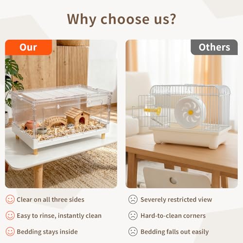 Ruexue Hamster Cage & Guinea Pig Cages,Fully Transparent and Eco-Friendly Large Acrylic Cage for Small Animal Pets,Such as:Bearded Dragon,Rat,Hedgehog,Chameleon,Iguana, etc (27.5Lx16.9Wx13.4H Inches) - Image 2