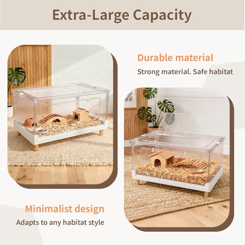 Ruexue Hamster Cage & Guinea Pig Cages,Fully Transparent and Eco-Friendly Large Acrylic Cage for Small Animal Pets,Such as:Bearded Dragon,Rat,Hedgehog,Chameleon,Iguana, etc (27.5Lx16.9Wx13.4H Inches) - Image 3