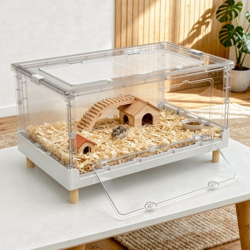 Ruexue Hamster Cage & Guinea Pig Cages,Fully Transparent and Eco-Friendly Large Acrylic Cage for Small Animal Pets,Such as:Bearded Dragon,Rat,Hedgehog,Chameleon,Iguana, etc (27.5Lx16.9Wx13.4H Inches) - Image 4