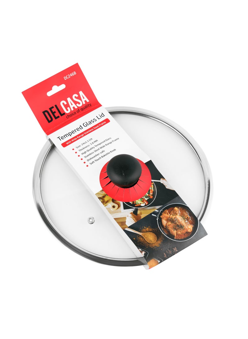 Delcasa 24CM Tempered Glass Lid with Bakelite Knob DC2468| - Image 5