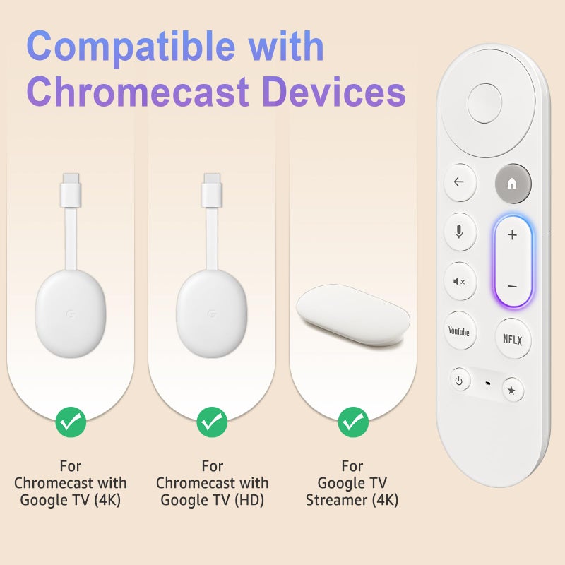 LOUTOC Voice Replacement Remote Control for Chromecast-Google-TV 4K/HD, for Google-TV-Streamer-Remote 4K - Image 2