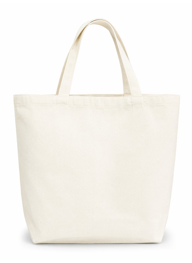 2PCS Foldable Canvas Tote Bags 45X15X35cm（Beige) Horizontal Canvas Bag  Large Capacity Solid Color Reusable Shopping Handbags for DIY Painting, Lightweight & Durabl - Image 2