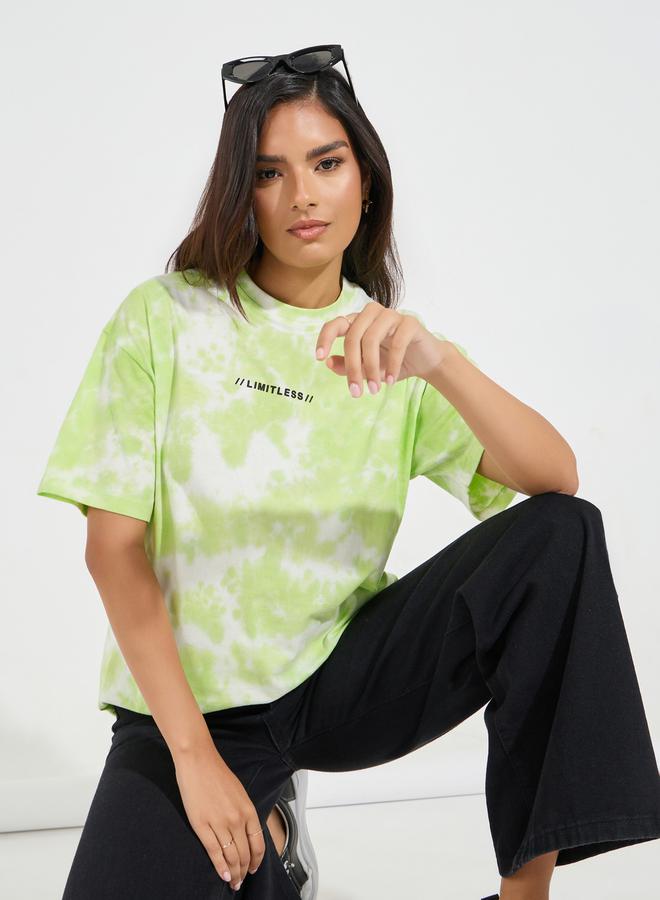 Styli Oversized Tie Dye Printed Cotton Jersey T-Shirt  - Image 1
