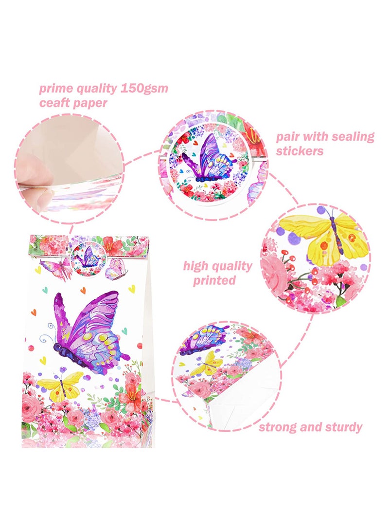 Excefore 12Pcs Butterfly Party Favor Treat Bags Butterfly Theme Goody Gift Bags with 18Pcs Stickers for Girls Women's Birthdays Wedding Party Supplies - Image 5