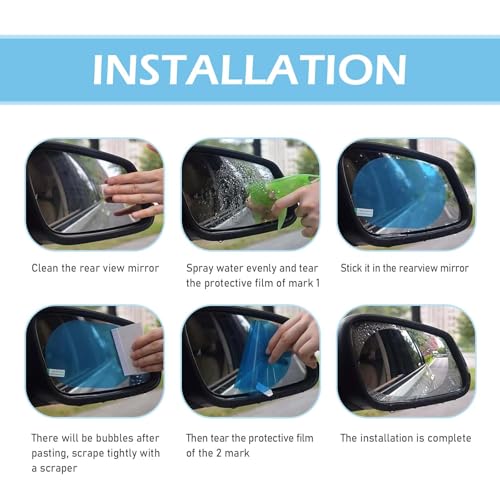Ferianl 2PCS Car Rear View Mirror Waterproof Film, Rainproof High-definition Transparent Nano-coated Protective Sticker, Anti Fog Glare Rear View Mirror Sticker, Universal for SUV, Sedan, Truck - Image 4