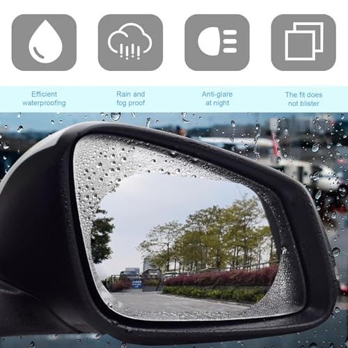 Ferianl 2PCS Car Rear View Mirror Waterproof Film, Rainproof High-definition Transparent Nano-coated Protective Sticker, Anti Fog Glare Rear View Mirror Sticker, Universal for SUV, Sedan, Truck - Image 5