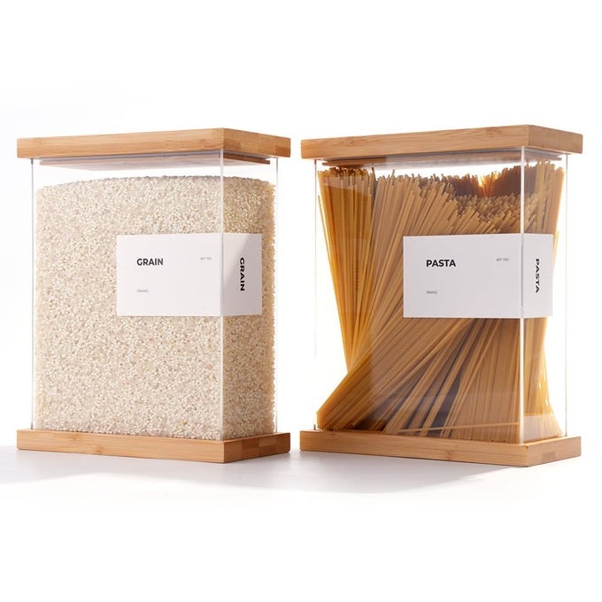 BAMBOO FOOD DISPENSER KITCHEN ORGANIZERS AND STORAGE AIRTIGHT PANTRY ORGANIZERS AND STORAGE CONTAINER CEREAL RICE FLOUR SNACK STORAGE 2 LARGE