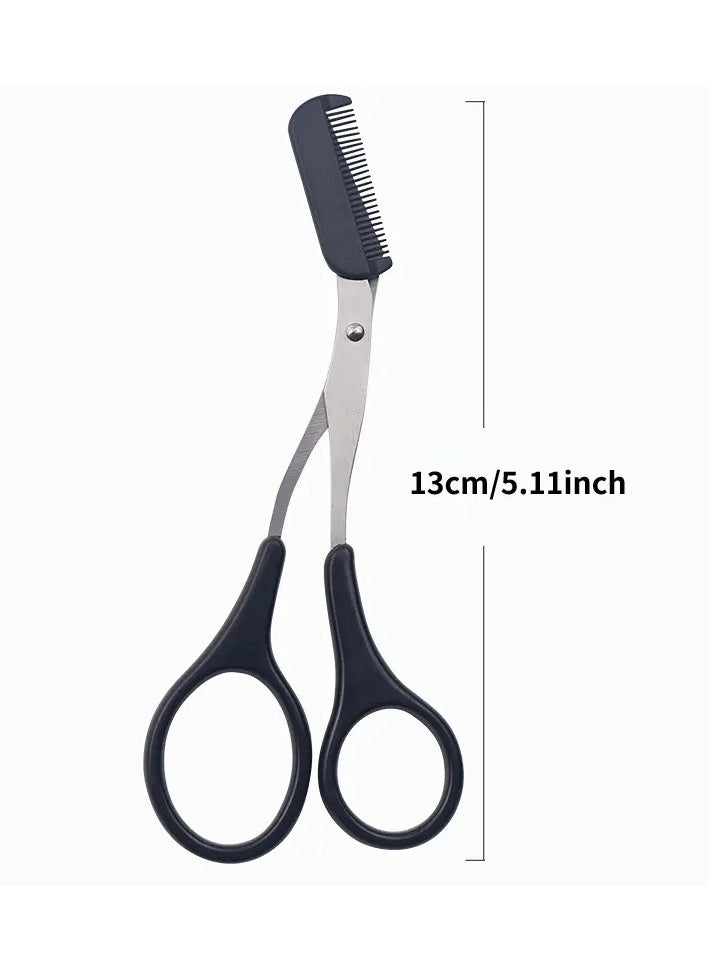 أوريتي 3pcs مجموعة تقليم الحاجب الفولاذ المقاوم للصدأ ملقط الحاجب مقص الحاجب مع مشط الحاجب ماكينة حلاقة أسود  - Image 5