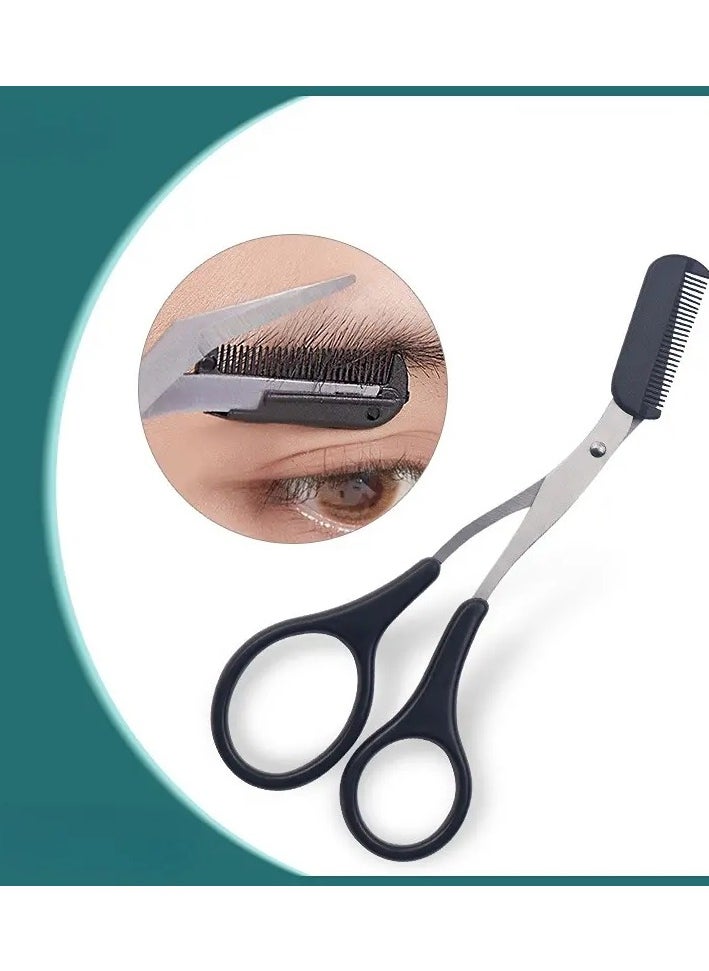 أوريتي 3pcs مجموعة تقليم الحاجب الفولاذ المقاوم للصدأ ملقط الحاجب مقص الحاجب مع مشط الحاجب ماكينة حلاقة أسود  - Image 4