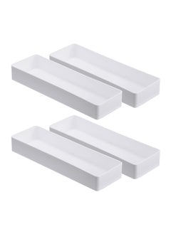 Excefore 2 Pack Plastic Drawer Organizer, 9.5 x 3 x 1.4 In Tabletop Organizer Tray Stationery Holder White Half Accessory Tray Stackable Storage Container For Vanity Office Home Utensils Gadgets Shelf Kitchen  - Image 1