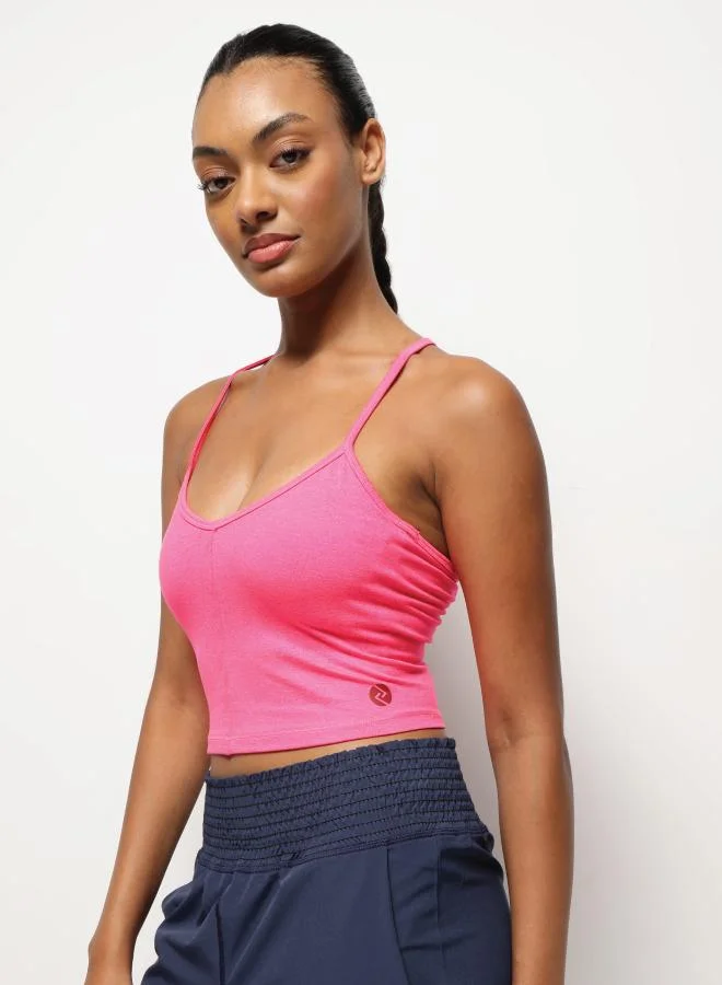 زيسي صدرية كاميسول متقاطعة وردي فاقع