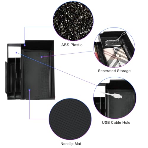 SXCY for 2023 2024 2025 Ford Explorer Center Console Organizer for Ford Explorer 2020-2025 Accessories Console Tray for 2023-2025 Ford Explorer Console Organizer 2025 Explorer Accessories(Black) - Image 5