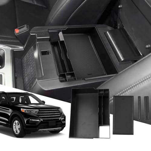 SXCY for 2023 2024 2025 Ford Explorer Center Console Organizer for Ford Explorer 2020-2025 Accessories Console Tray for 2023-2025 Ford Explorer Console Organizer 2025 Explorer Accessories(Black) - Image 1