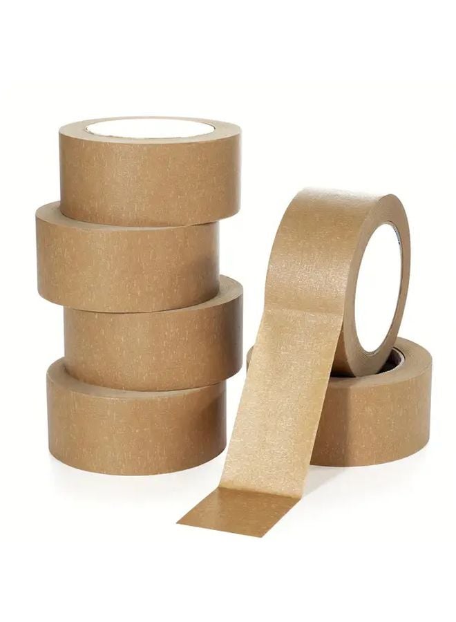 شريط كرافت ثقيل 1.97 بوصة عرضًا 32.78 ياردة طولًا غير مطلي قابل للكتابة 6 لفات - Image 2