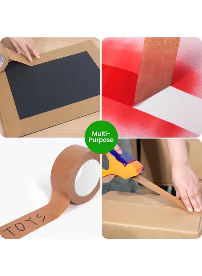 شريط كرافت ثقيل 1.97 بوصة عرضًا 32.78 ياردة طولًا غير مطلي قابل للكتابة 6 لفات - Image 5